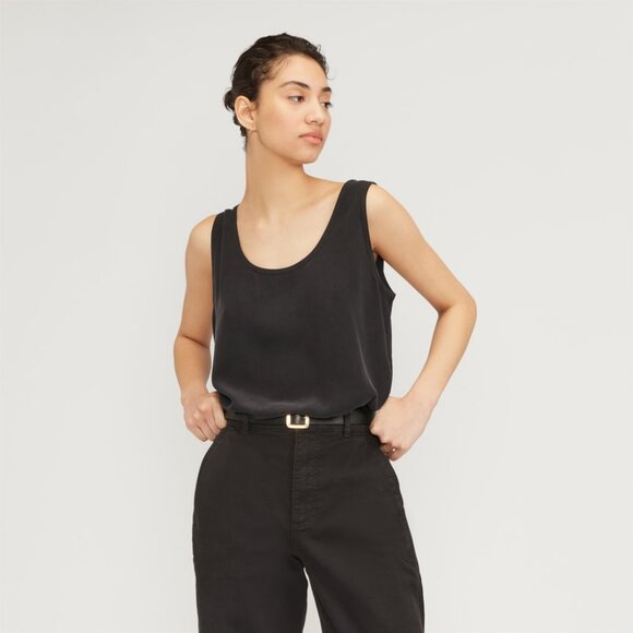 Everlane Women's Scoop Tank in Washable Silk Blouse in Black, Size 4 *Barely Wor - Picture 1 of 5